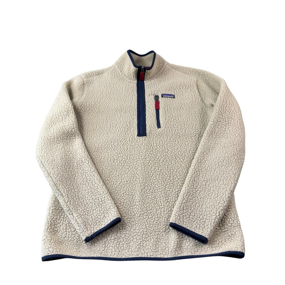 Patagonia Light Tan Deep Pile Half Zip Teddy Bear Fleece Size Medium